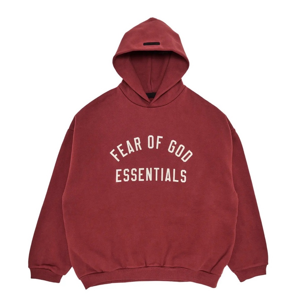 Fear of God Essentials Fleece Hoodie 'Crimson', Men’s XL